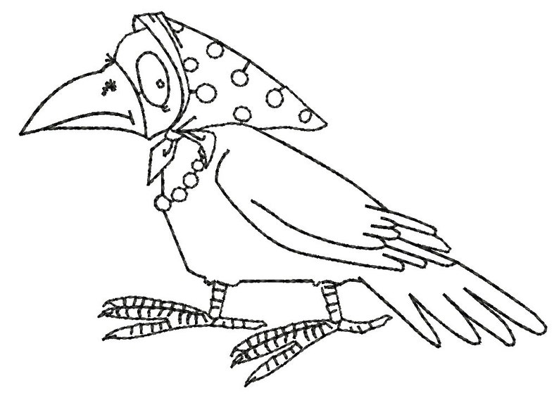 Crow embroidery design three sizes  etsy Crow embroidery design three sizes  etsy