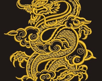 gold Chinese dragon Machine Embroidery Design