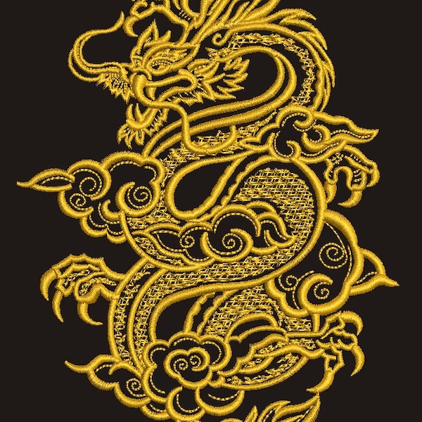 Motif de broderie Machine dragon chinois doré