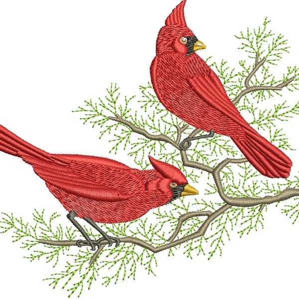 Motif de broderie Machine oiseau cardinal rouge -