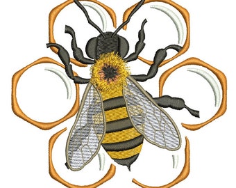 bee sitting on honeycombs  Machine Embroidery design instantly download tested