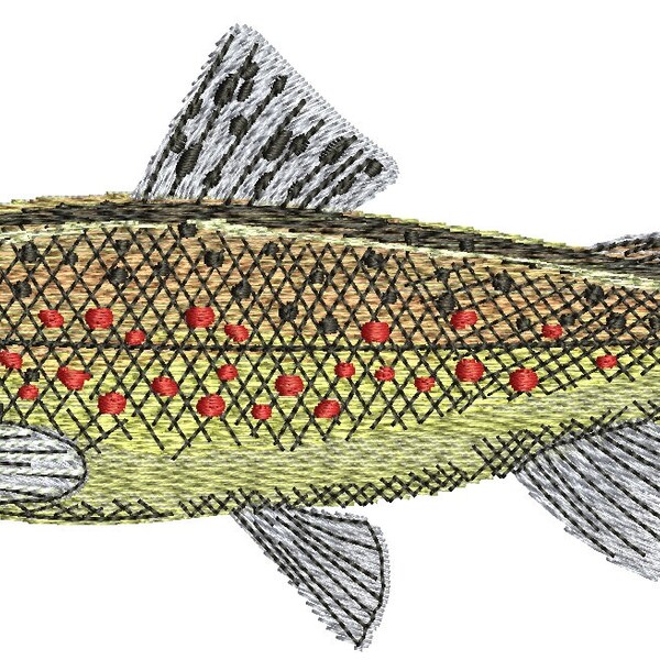 Brown Trout Embroidery Etsy