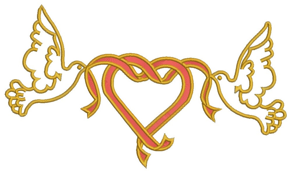Heart and wedding doves machine embroidery design 4 sizes  etsy Heart and wedding doves machine embroidery design 4 sizes  etsy