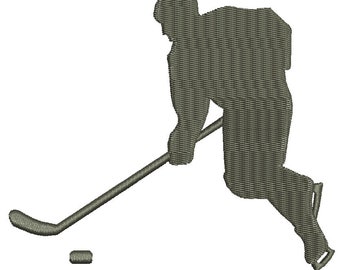 Hockey player silhouette 4 sizes - Machine Embroidery Design