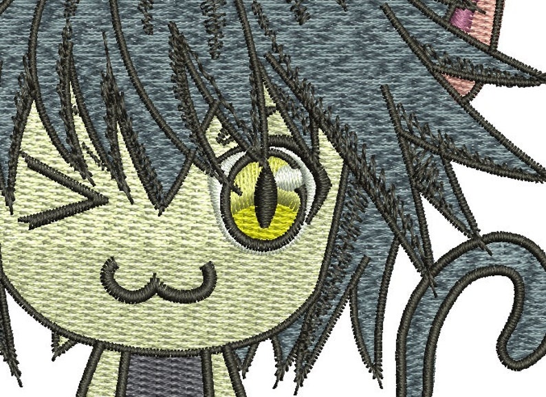 Anime Cat Embroidery Machine Embroidery Design Etsy