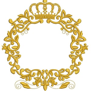 Kranz und floraler Rahmen für Monogramm, Maschinenstickerei