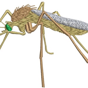 Diseño de bordado a máquina de mosquitos realistas probado