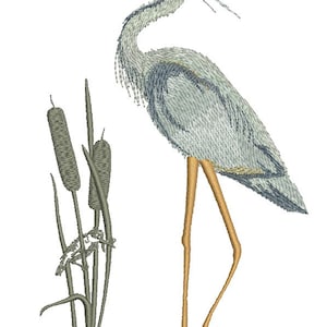 disegno da ricamo airone tra le canne