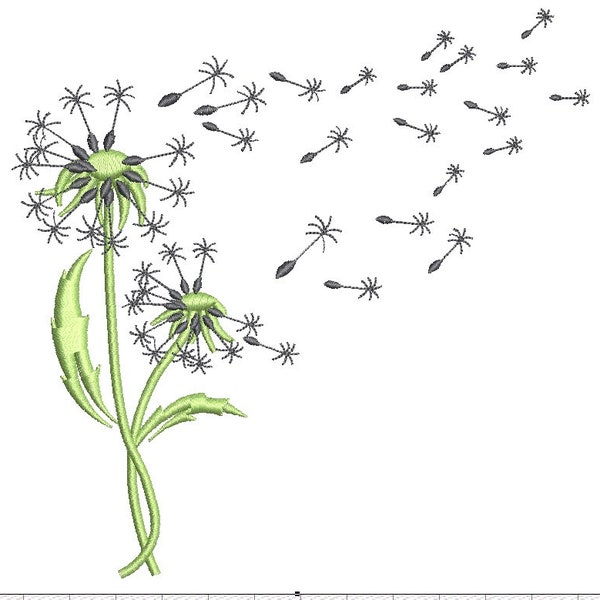 dandelions, dandelion flying seeds machine Embroidery Designs - three sizes