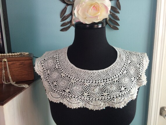 Vintage crochet and sequin collar