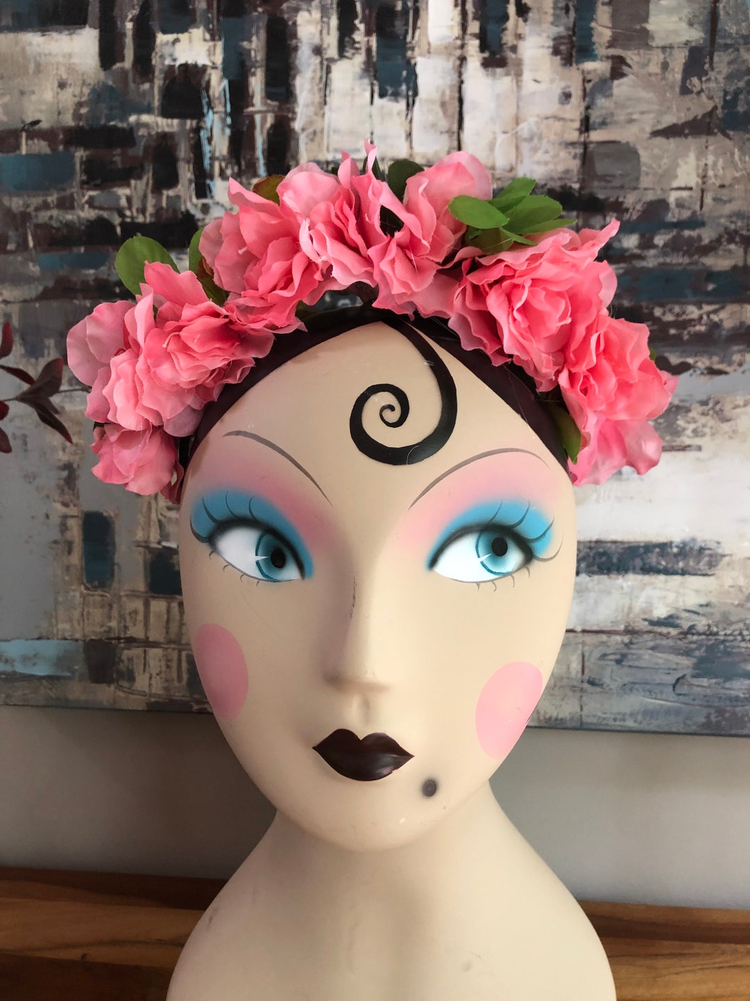 Small Pink Silk Flower Head Band Crown Etsy