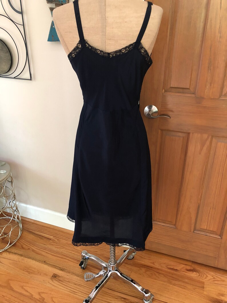 Vintage 1940s Miss Swank Navy Blue Slip