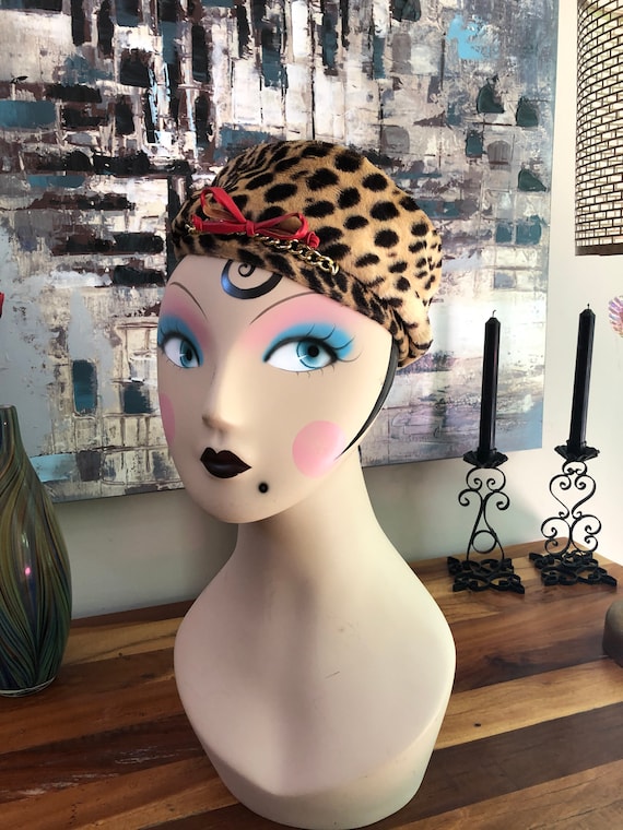 Vintage Mr. John Classic Leopard Print Beret