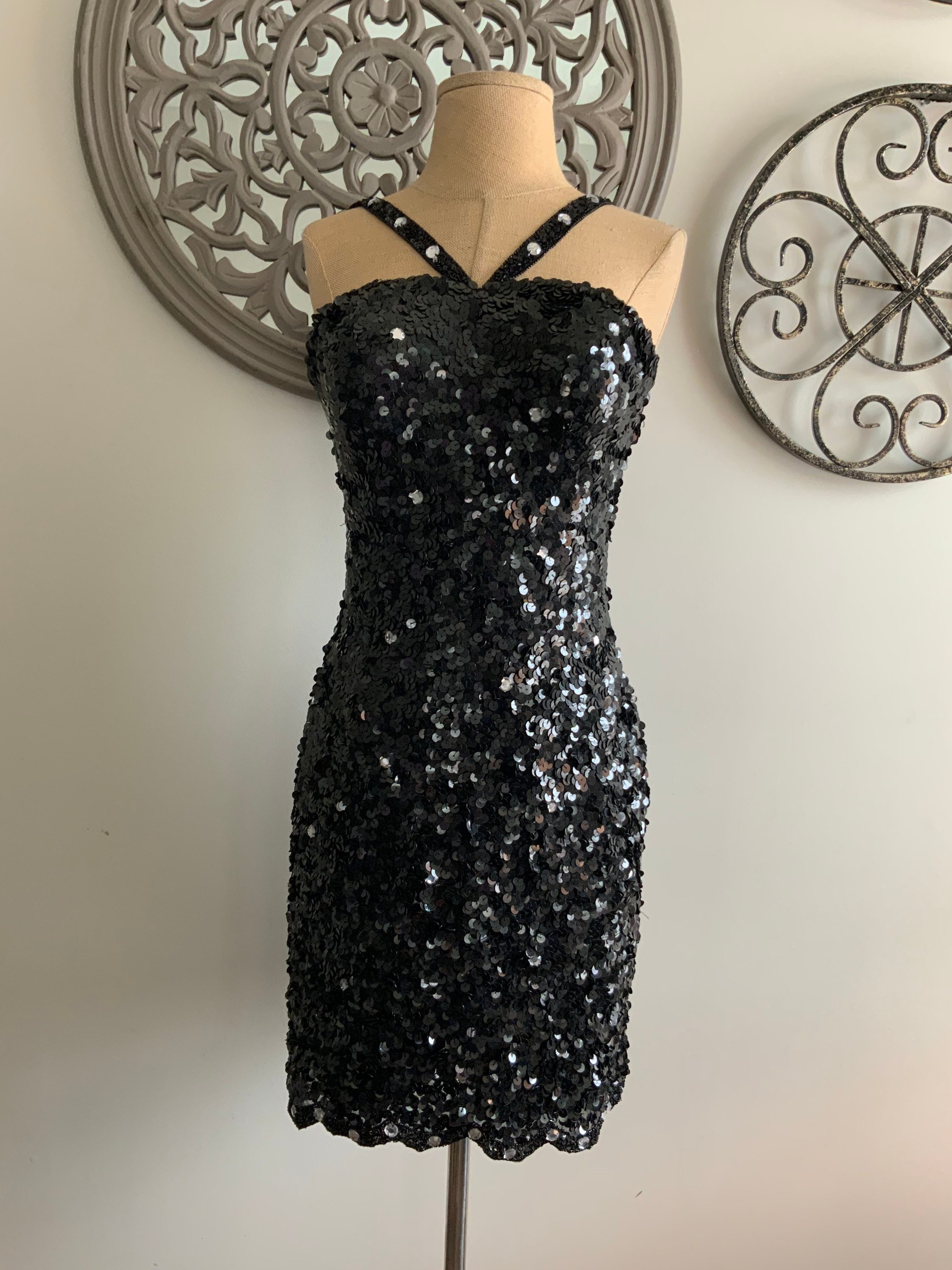 Vintage Scala Black Sequin Cocktail 