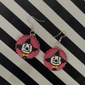 Sad Monochrome Clown Painted Earrings (Pink)