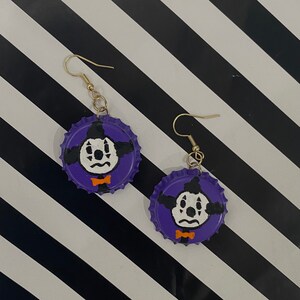Sad Monochrome Clown Painted Earrings (Purple)