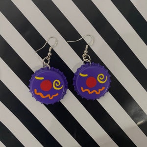 Purple Squiggle Clown Painted Earrings