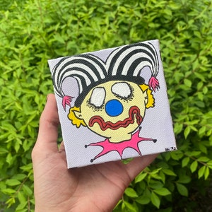Striped Clown Painting “Koosh Bob Joe” 4”x4”