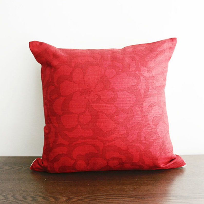 16x16 Pink / Red Floral Throw Pillow Cover Etsy