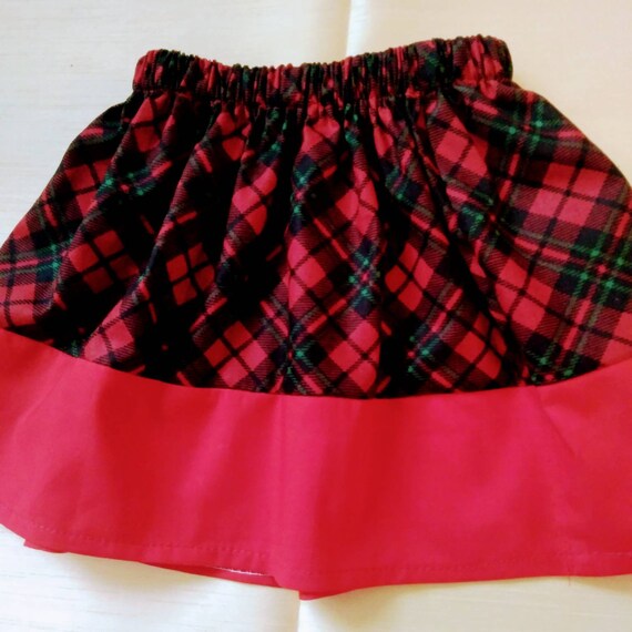 BUFFALO Plaid Christmas KIDS SKIRT, Red and Black Buffalo Plaid