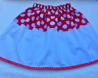 Red Polka Dot Two-Tiered Skirt, Summer Vacation Outfit
