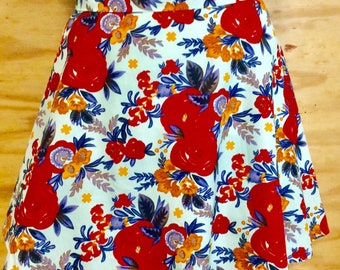 SPRING INTO SUMMER With this beautiful Rose print mini Circle skirt. Summer wear, every day wear, party wear, picnic wear or any occasion.