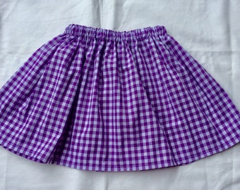 PURPLE GINGHAM Girls SKIRT, picnic skirt, Gingham skirt, Little Skirt, Pretty Skirt, great for school, Church, Birthday skirt.
