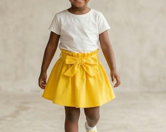 Yellow Ruffled Kids Skirt with Sash