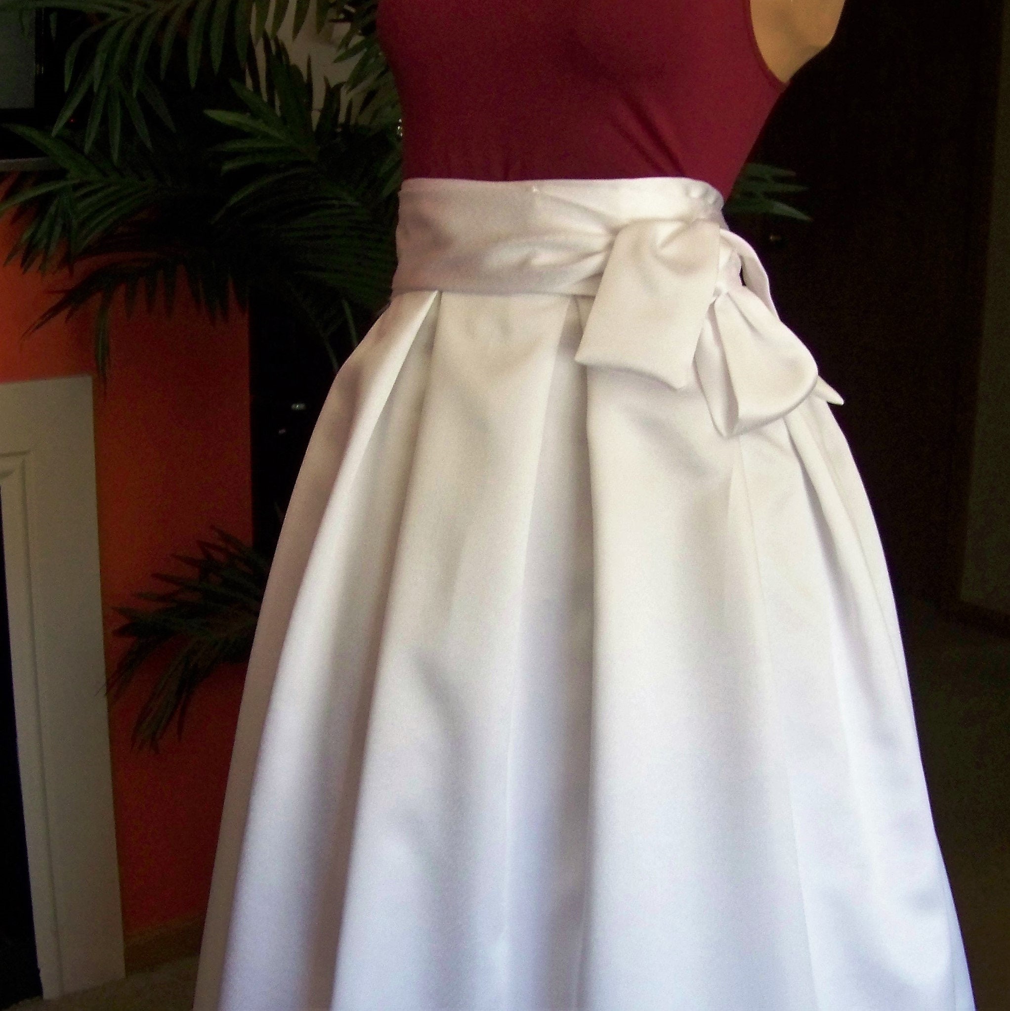 White Satin Skirt Etsy