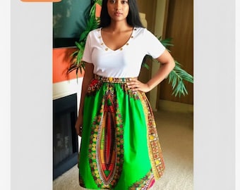 Handmade African Print Skirt, Ankara Dashiki Skirt.