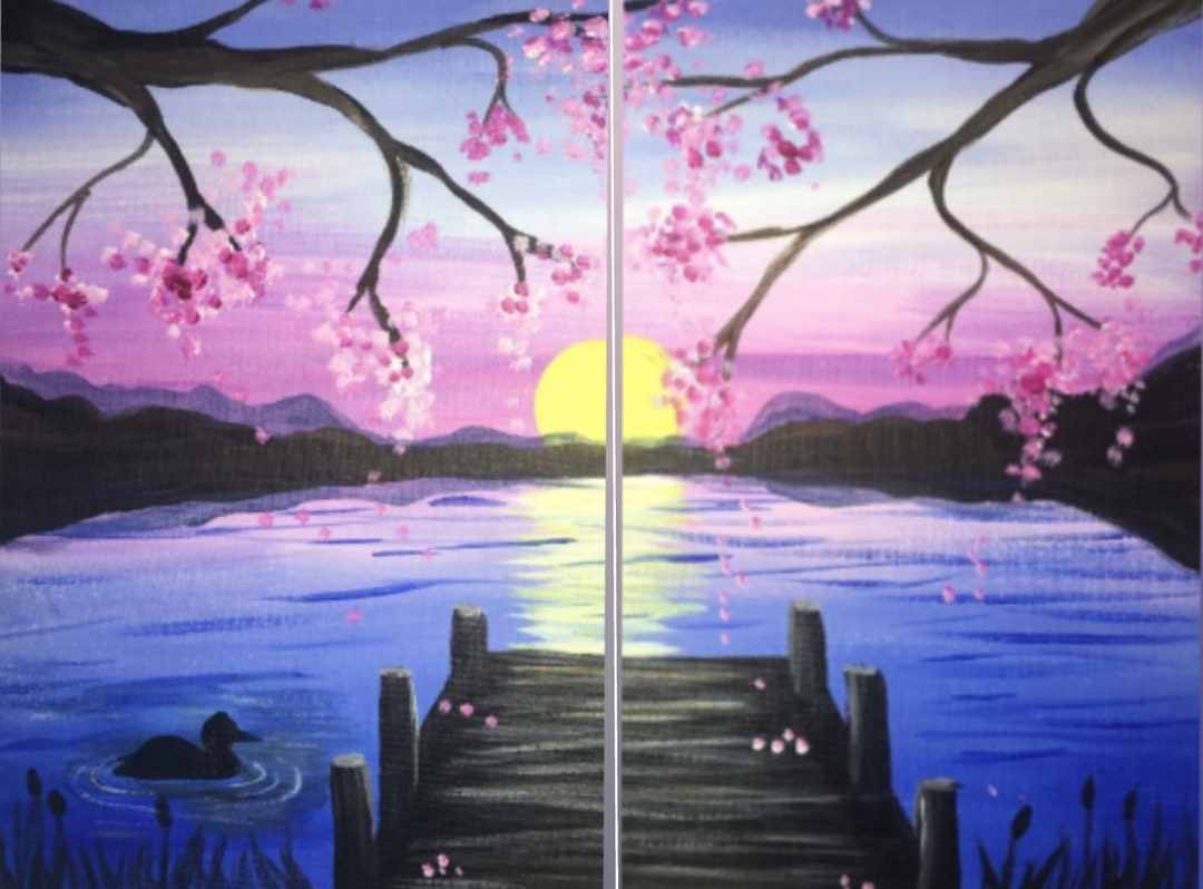 Couples Lake View Paint Date in A Box Weddings/birthdays/paint and Sip/girls Night/date Night