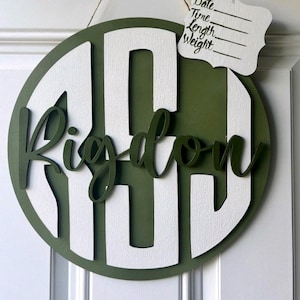 Monogram Nursery Wall Decor Hospital Door Hanger Baby Name Sign Baby Shower