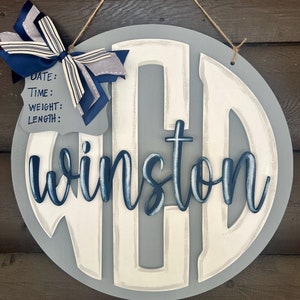 Monogram Nursery Wall Decor Hospital Door Hanger Baby Name Sign
