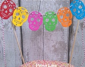 Sugar Skull Cake bunting, Candy Skull bunting, Mexican Party cake topper, Wedding Cake Topper, Fiesta Party cake bunting topper, Halloween