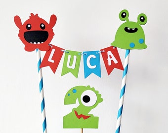 Monster cake topper, Monster cake bunting topper, Personalised cake topper, Monster Birthday, Monster party theme, Boys Birthday cake topper