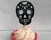 Sugar Skull Cupcake Toppers, Day of the Dead Cake Toppers, Dia de los Muertos Cake Topper, Halloween cupcake picks, Skull Toppers