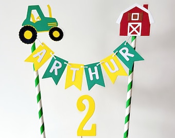 Tractor & Barn cake topper, Farm themed cake bunting topper, Tractor cake bunting, Farm themed party decoration, Personalised cake topper