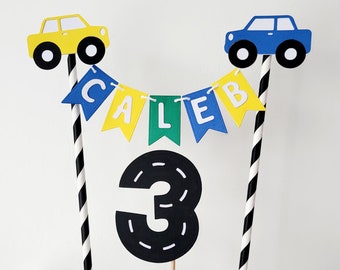 Car cake topper, Car bunting cake topper, Personalised Car Topper, Car theme cake topper, Car transport topper, Boys Birthday cake topper