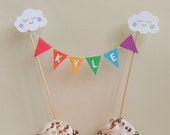 Personalised Rainbow Cloud cake topper, Rainbow Party cake topper, Rainbow Topper, Rainbow name bunting, Birthday cake decor