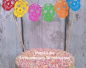 Sugar Skull Cake bunting, Candy Skull bunting, Mexican Party cake topper, Cake Topper, Wedding Cake Topper, Fiesta Party cake bunting topper