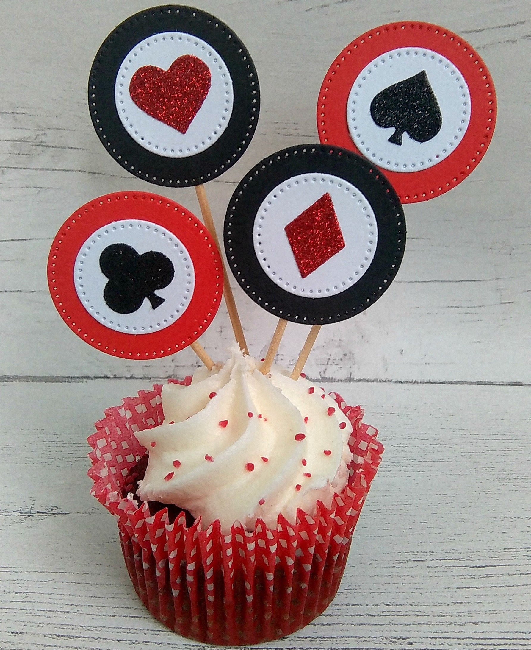Poker Cupcake Toppers, Casino Cupcake Toppers, Casino Theme Cupcake