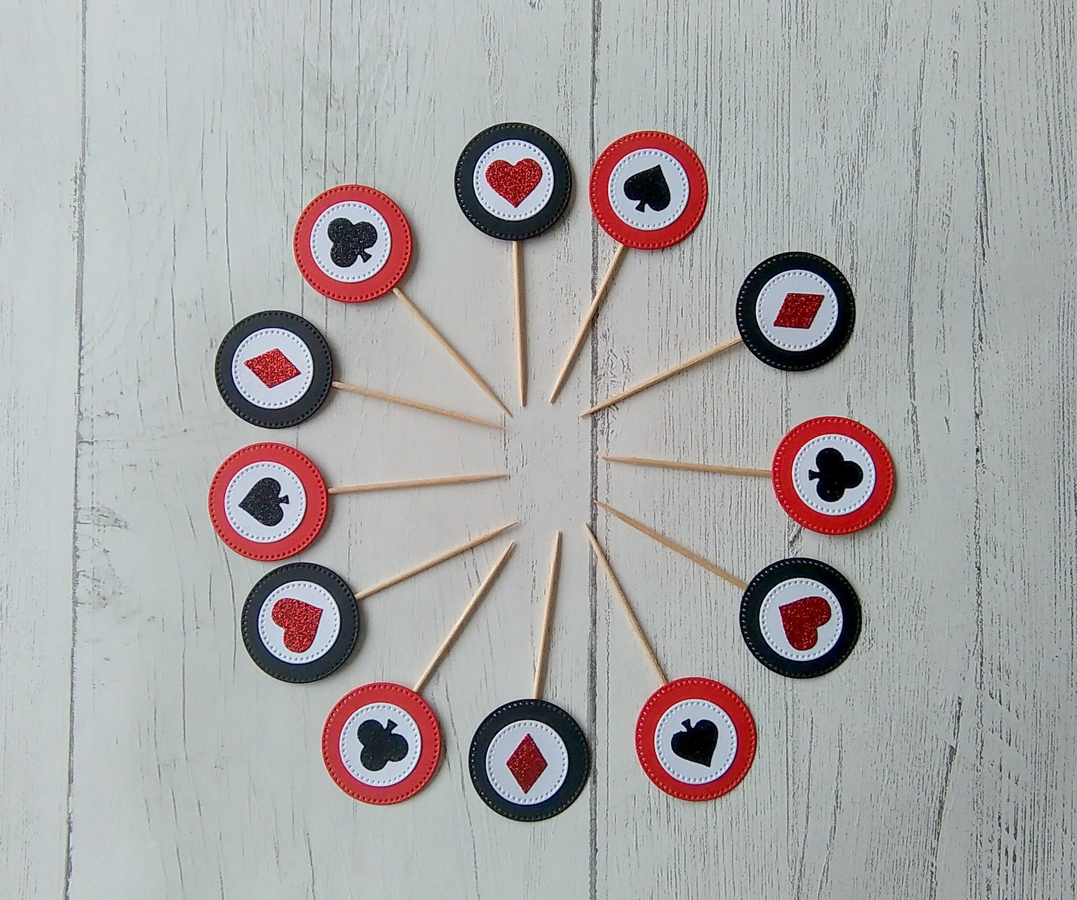 Poker Cupcake Toppers, Casino Cupcake Toppers, Casino Theme Cupcake