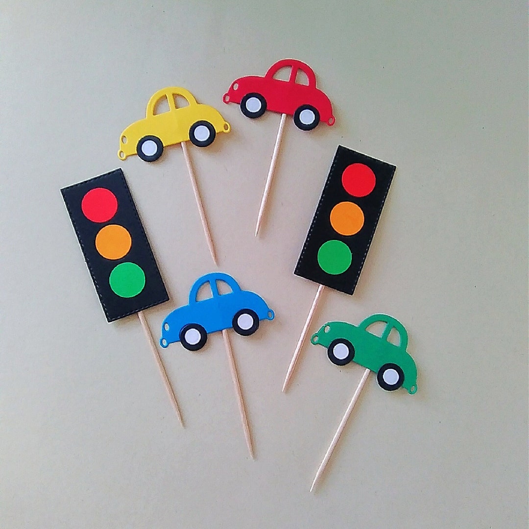 Car Transport Cake Toppers, Traffic Light Cake Toppers, Transport Theme