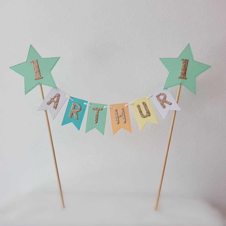 Cartoon Animals Happy Birthday Banner & 'One' Cake Topper Set - Woodland Theme Deer, Rabbit, Fox Decor