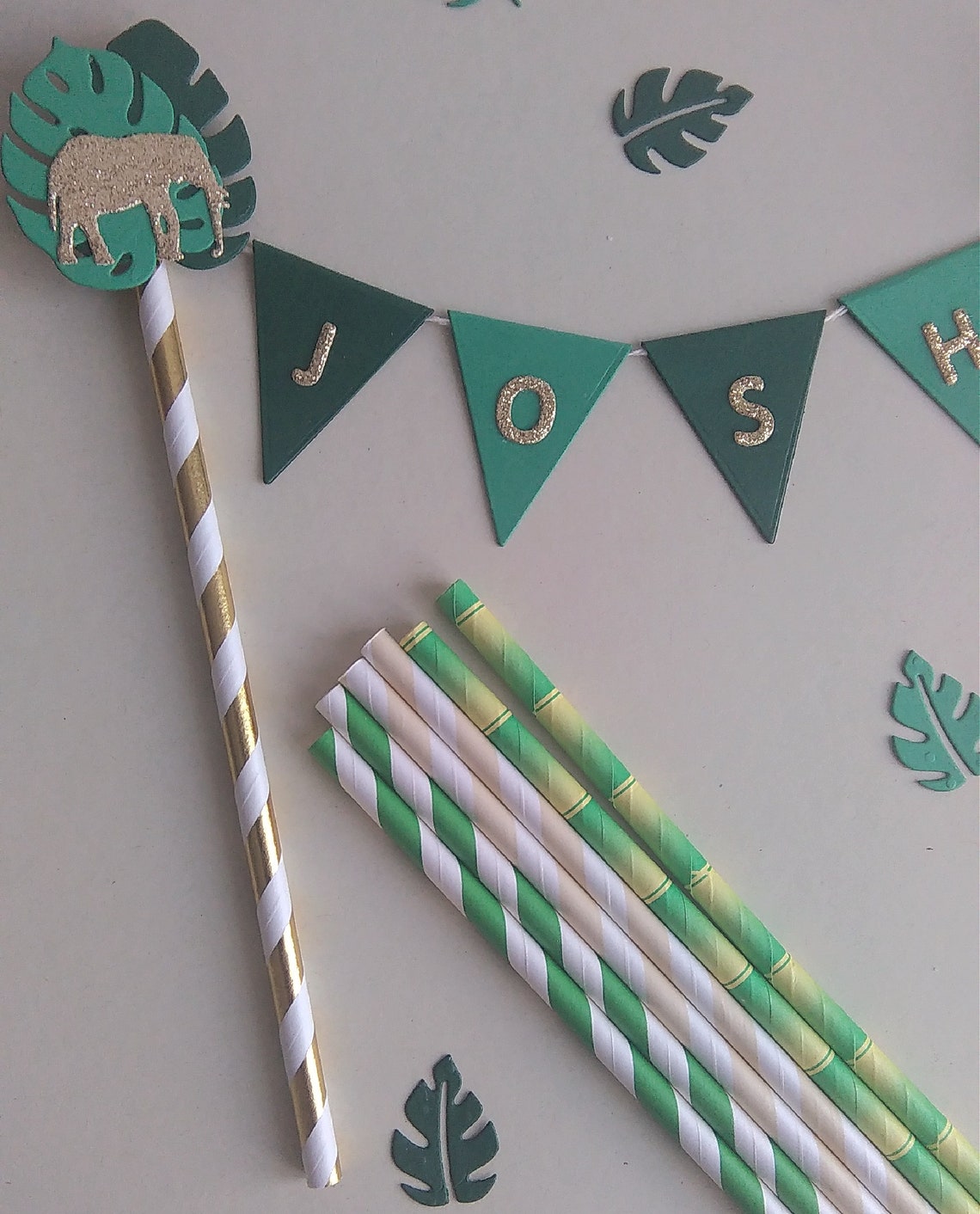 Personalised Jungle Cake Topper Jungles leaves and animal | Etsy