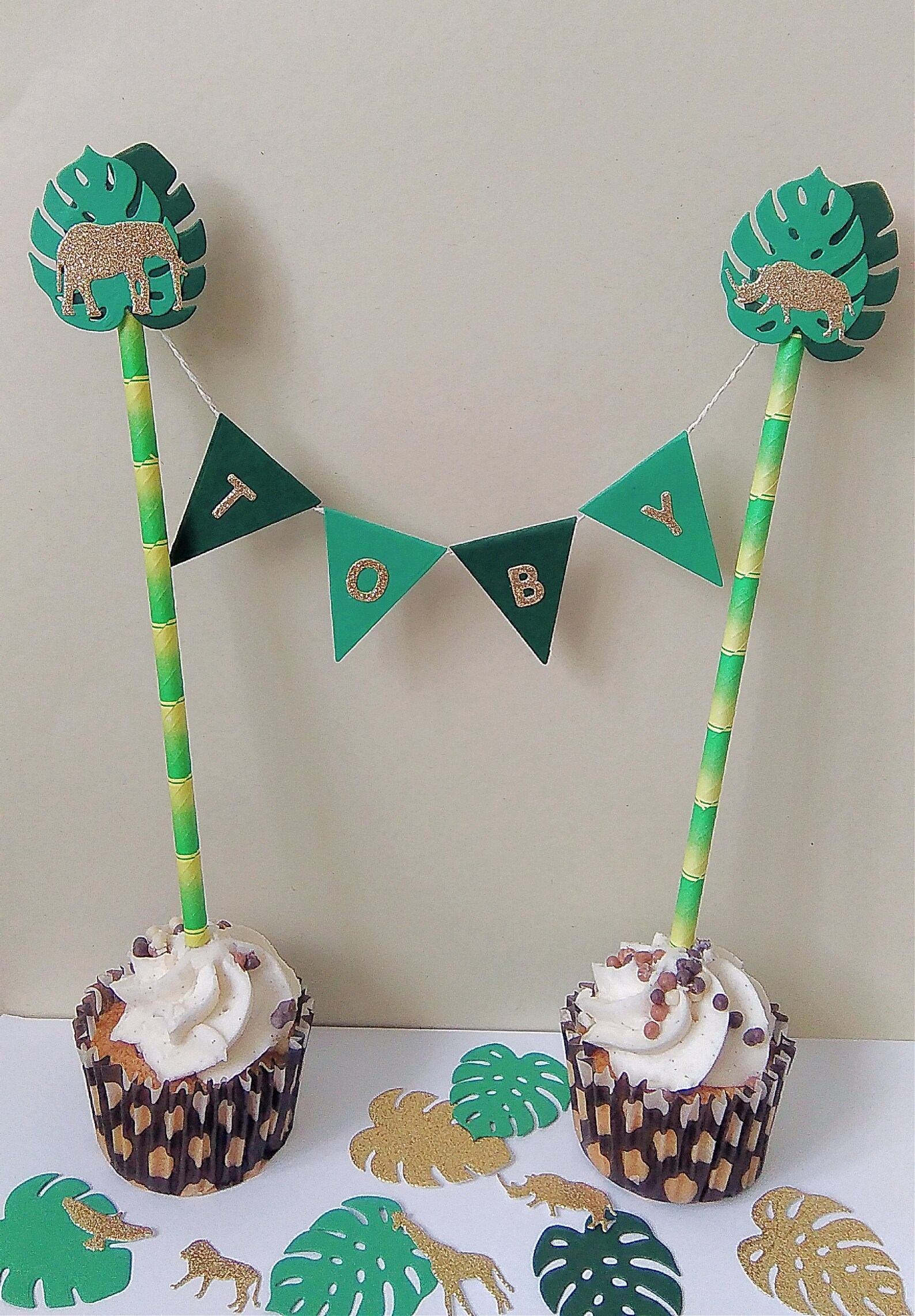 Personalised Jungle Cake Topper Jungles Leaves and Animal Etsy UK