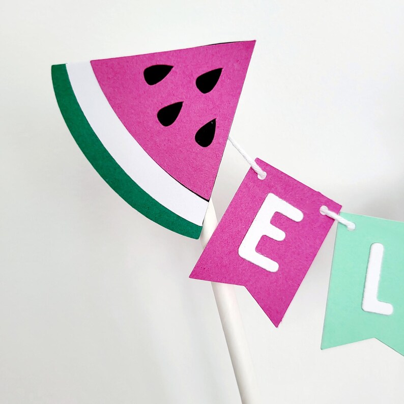 Topper Meilon Melon Cake Topper, One in a Melon Cake Bunting, Melon Theme Party Cake ...