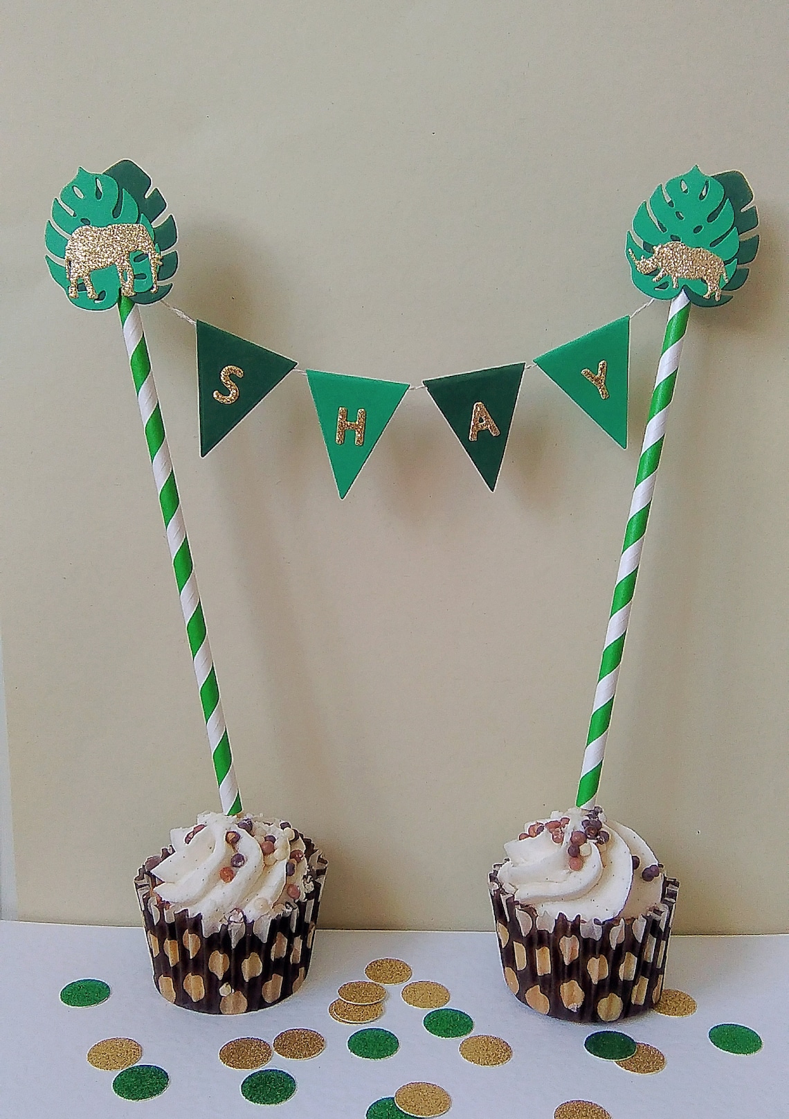 Personalised Jungle Cake Topper Jungles leaves and animal | Etsy