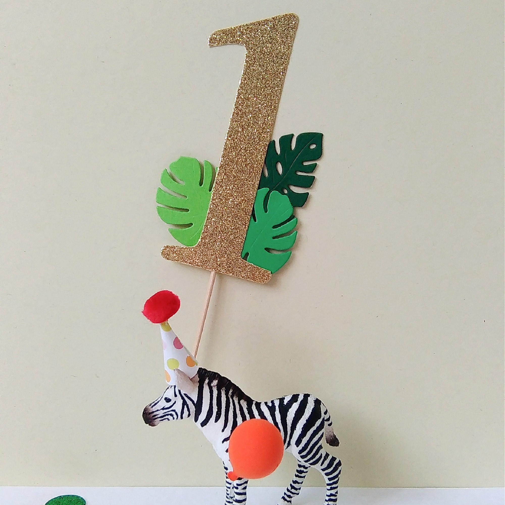 Number One Jungle Cake Topper, 1st Birthday Jungle Cake Topper, Numbe…