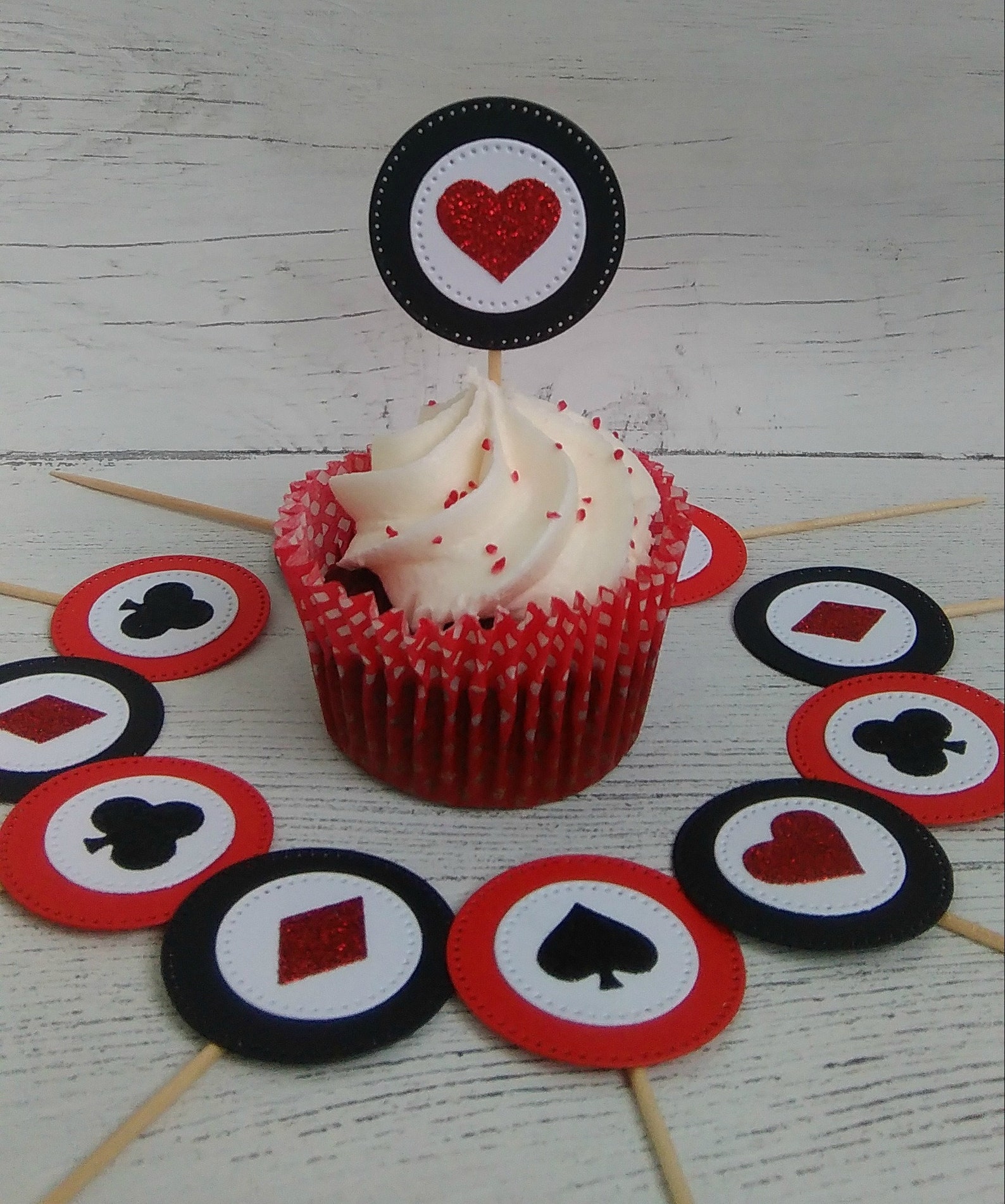 Poker Cupcake Toppers, Casino Cupcake Toppers, Casino Theme Cupcake